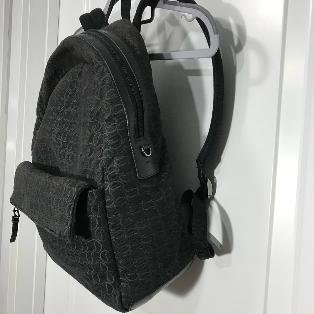 Christian Louboutin Zip N Flap Black Monogram Logo Jacquard Backpack EUC - Picture 2 of 12